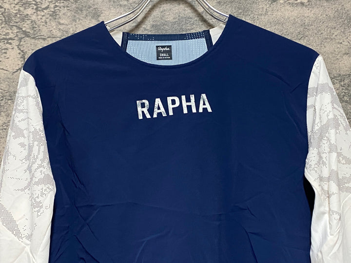 KN406 ラファ Rapha MEN'S TRAIL FINALE WINDBLOCK JERSEY - TRAIL PRINT 長袖 サイクルジャージ 紺 白 S