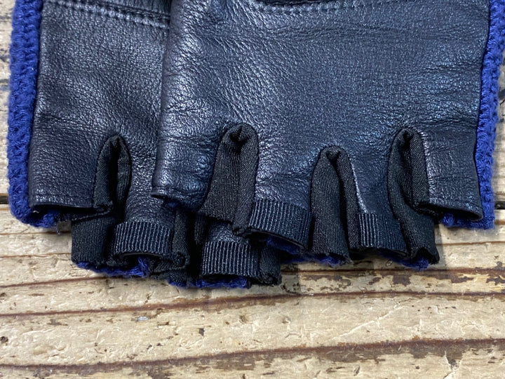 KB338 ラファ RAPHA レザー LEATHER 指切 グローブ L 紺