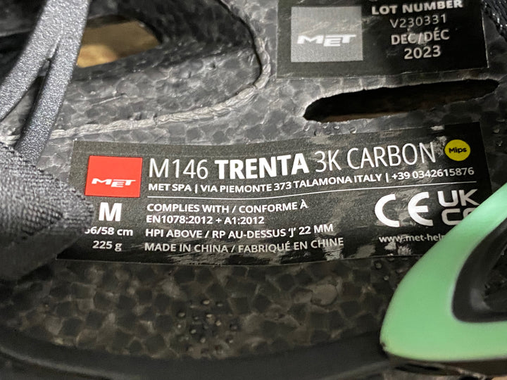 KA011 メット MET トレンタ TRENTA 3K CARBON MIPS ヘルメット Mサイズ 白 製造2023年12月