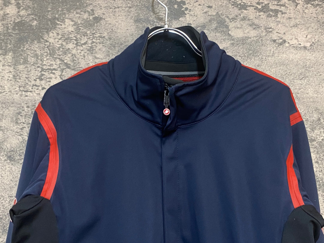 KR425 カステリ CASTELLI Alpha ROS 2 WINTER JACKET 長袖 サイクルジャケット 紺 3XL GORE TEX INFINIUM ※ほつれ