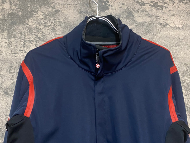 KR425 カステリ CASTELLI Alpha ROS 2 WINTER JACKET 長袖 サイクルジャケット 紺 3XL GORE TEX INFINIUM ※ほつれ