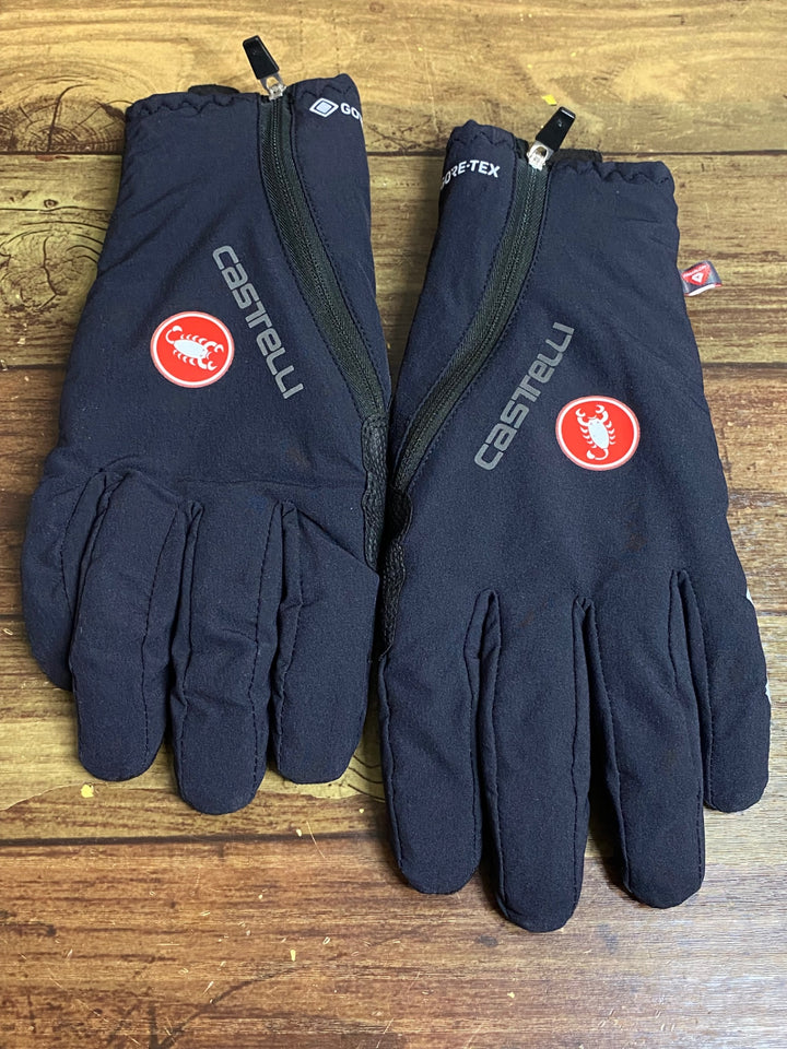 JK208 カステリ CASTELLI ROSSOCORSA perfetto 長指 グローブ 黒 S 裏起毛 GORE-TEX INFINIUM ※タグカット