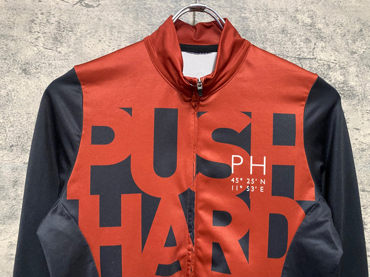 JW569 プッシュハード PUSH HURD 長袖 サイクルジャージ 赤黒 裏起毛 ※サイズ不明