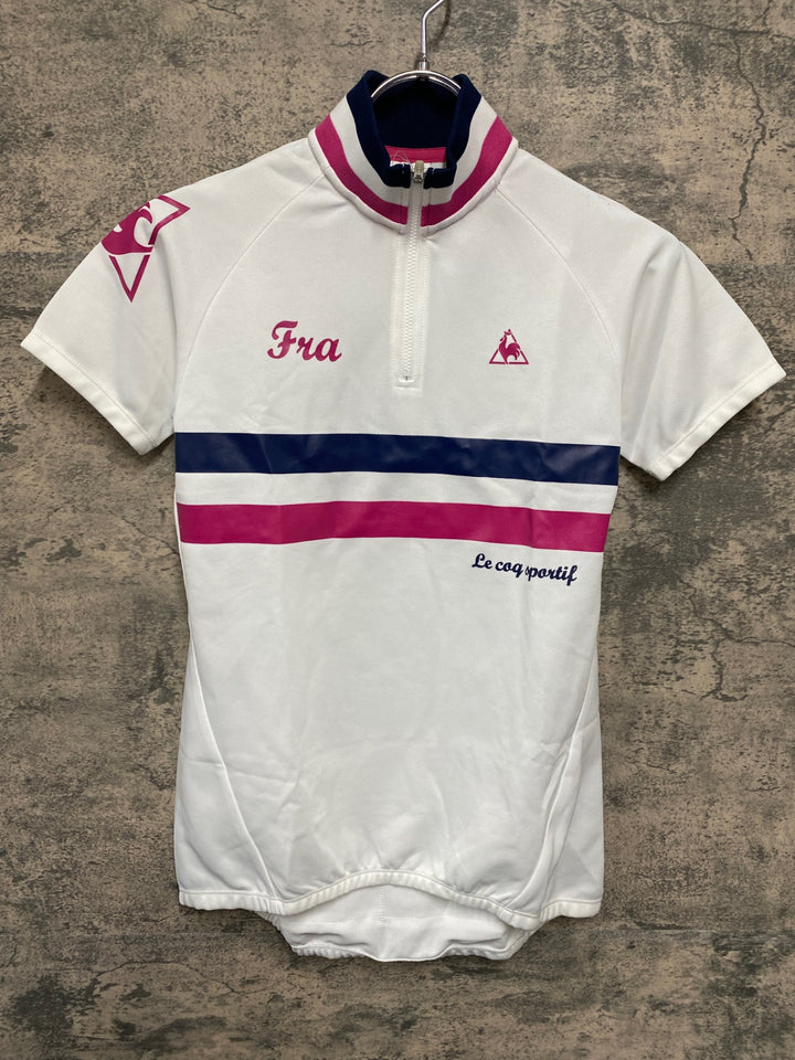 JT495 ルコックスポルティフ le coq sportif 半袖 サイクルジャージ ハーフジップ 白 M