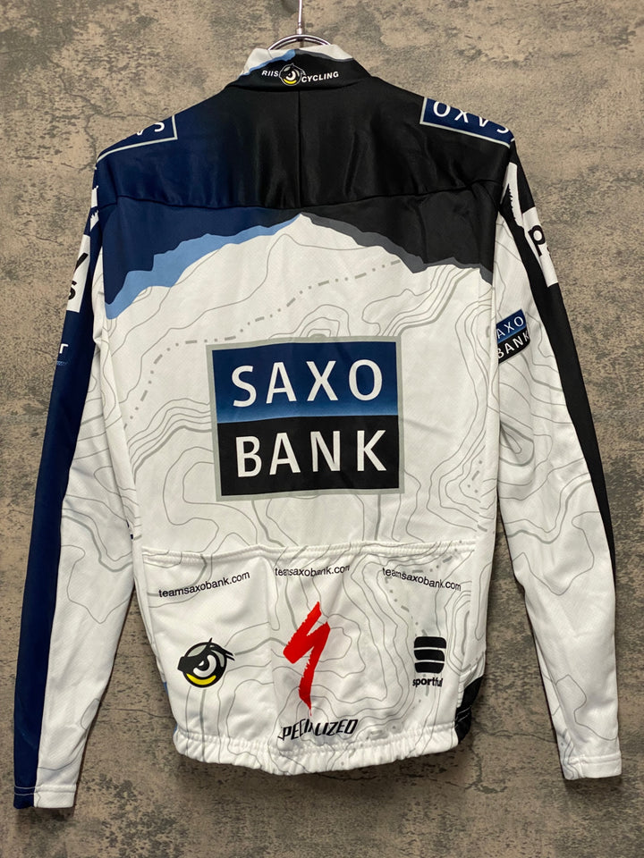 KE983 スポーツフル sportful 長袖 サイクルジャージ 白 黒 S 裏起毛 SAXO BANK
