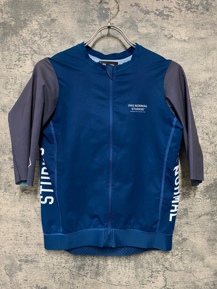 KD415 パスノーマルスタジオ PAS NORMAL STUDIOS Men's Solitude midsummer jersey 半袖 サイクルジャージ 青グレー L ※ほつれ