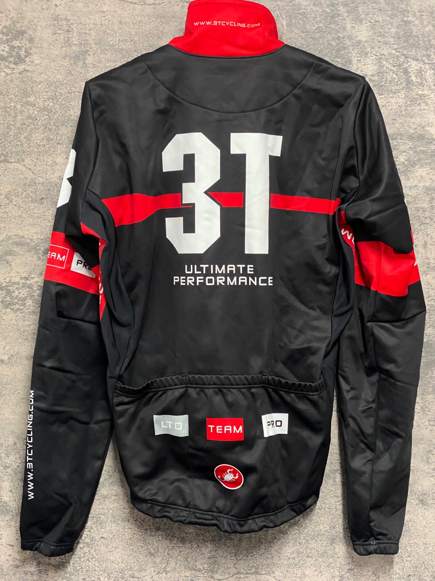 JV211 カステリ CASTELLI 長袖 サイクルジャケット 黒 赤 M 裏起毛 3T