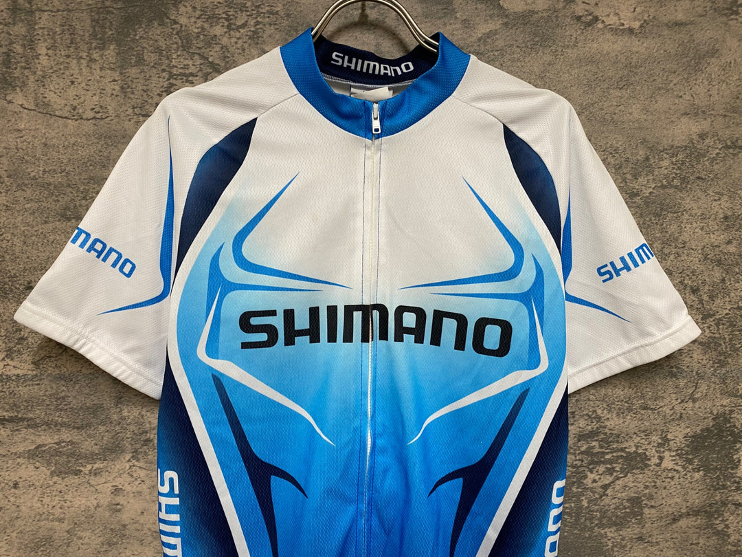 JO315 シマノ SHIMANO 半袖 サイクルジャージ 白 青 L