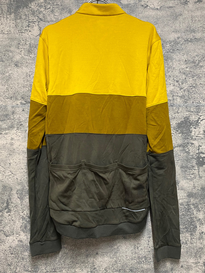 JR985 ラファ Rapha TRICOLOUR LONG SLEEVE JERSEY 長袖 サイクルジャージ 黄 茶 XL