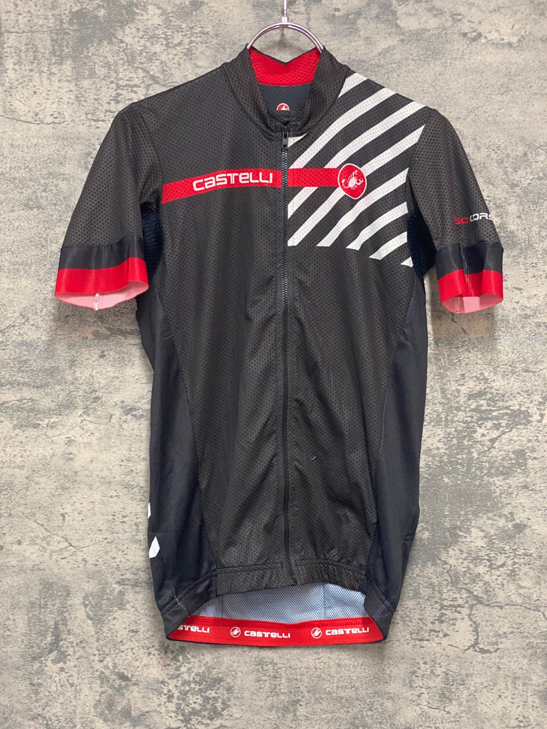 JK477 カステリ CASTELLI ROSSO CORSA 半袖 ジャージ 黒 M