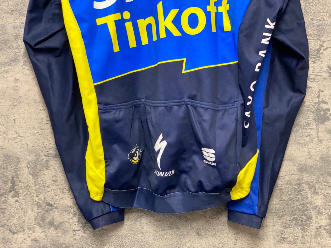 KJ810 スポーツフル sportful 長袖 サイクルジャケット 黃 紺 L 裏起毛 SAXO BANK WINDSTOPPER