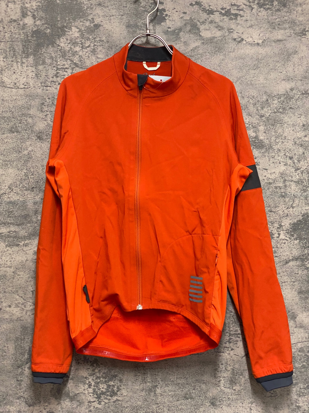 KA009 ラファ Rapha PRO TEAM JACKET 長袖 サイクルジャケット オレンジ S 裏起毛 ※襟破損