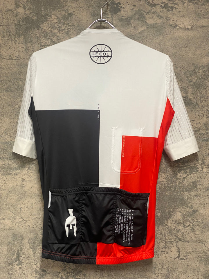 JI065 ルコル LE COL 半袖 サイクルジャージ 白 黒 L FABIAN CANCELLARA