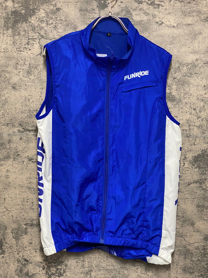 KG275 ファンライド FUNRIDE サイクルベスト ジレ 青 白 L