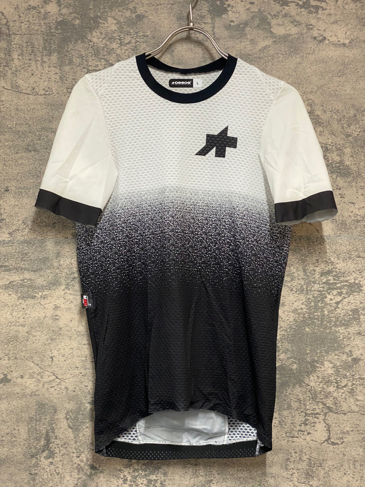 JY645 アソス ASSOS EQUIPE RSR 半袖 ジップレス サイクルジャージ 白 黒 L