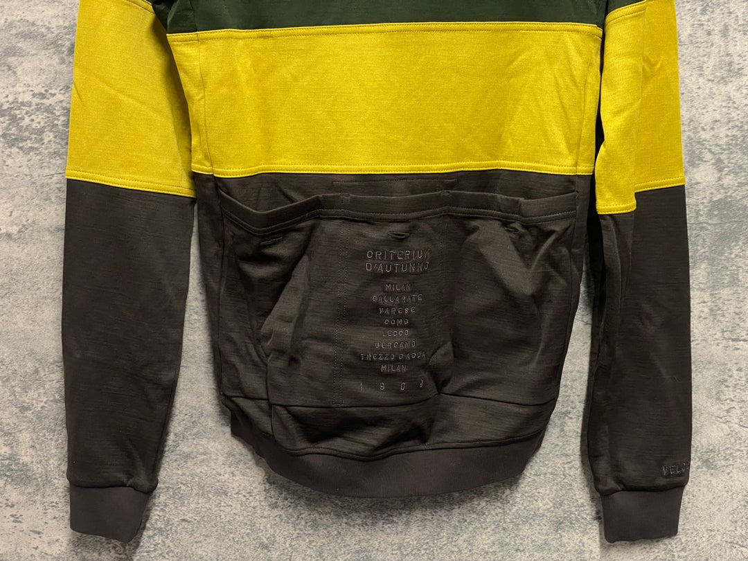 JV235 ラファ Rapha LOMBARDIA JERSEY 長袖 サイクルジャージ 深緑 ブラウン S