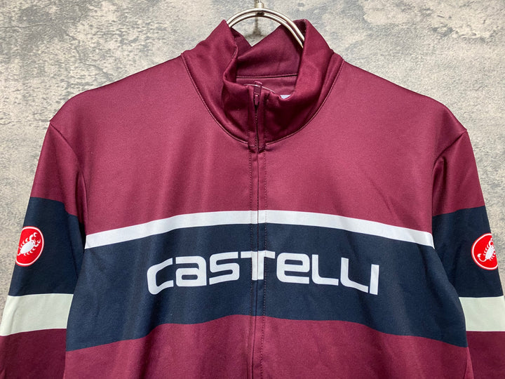 JQ001 カステリ CASTELLI 長袖 サイクルジャージ 赤 XL 裏起毛 ※スレ