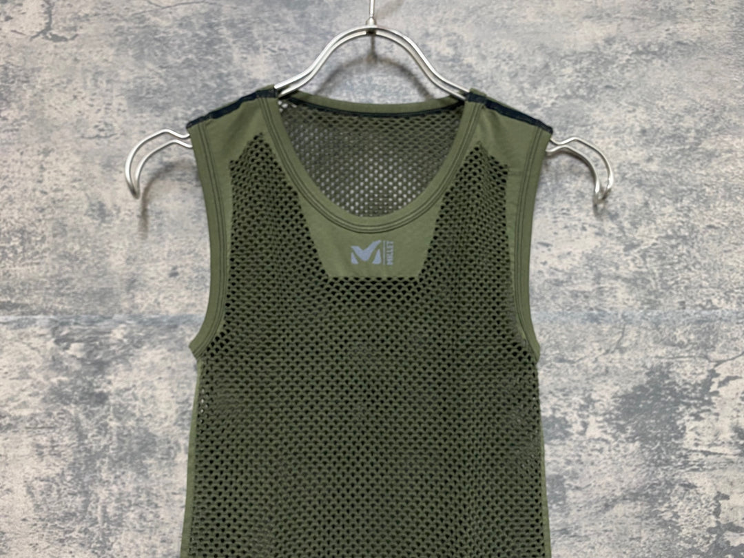 KF213 ミレ MILLET ノースリーブ メッシュ ベースレイヤー オリーブ S-M