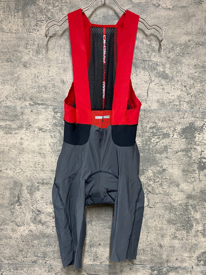 KB228 カステリ CASTELLI ロッソコルサ ROSSO CORSA PREMIO ビブショーツ グレー L ※ほつれ