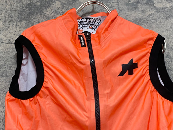 JZ085 アソス ASSOS EQUIPE RS Rain Vest lollyRed サイクルベスト ジレ オレンジ M ※タグカット