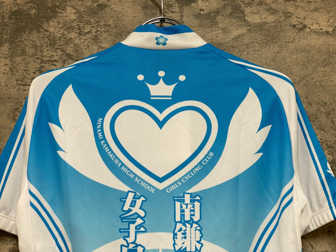 JM936 ウェイブワン WAVE ONE 半袖 サイクルジャージ 白 水色 M 南鎌倉高校女子自転車部