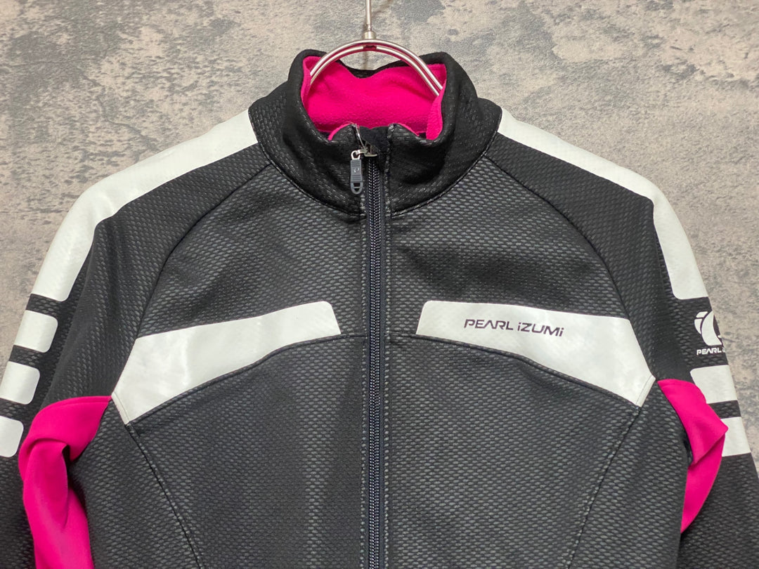 KA052 パールイズミ PEARL iZUMi 長袖 ソフトシェル サイクルジャケット 黒 ピンク S 裏起毛 レディース WINDBREAK