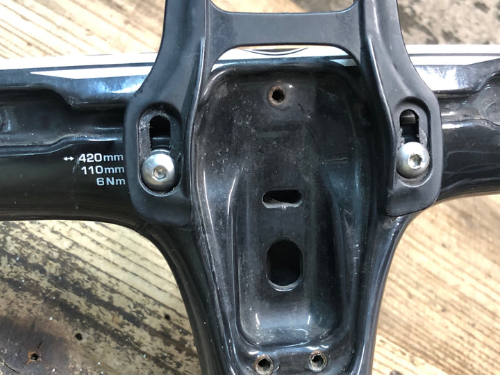 JK950 ヴィジョン Vision メトロン METRON 6D カーボン ドロップハンドル 420mm 110mm マウント付※コラムキャップ欠品、クラックの疑いあるためジャンク