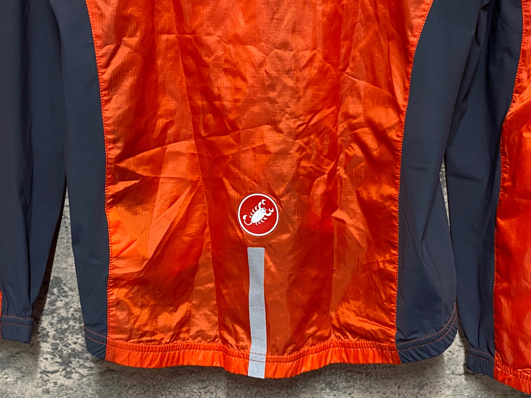 KE515 カステリ CASTELLI 長袖 ウィンドブレーカー オレンジ 黒 L