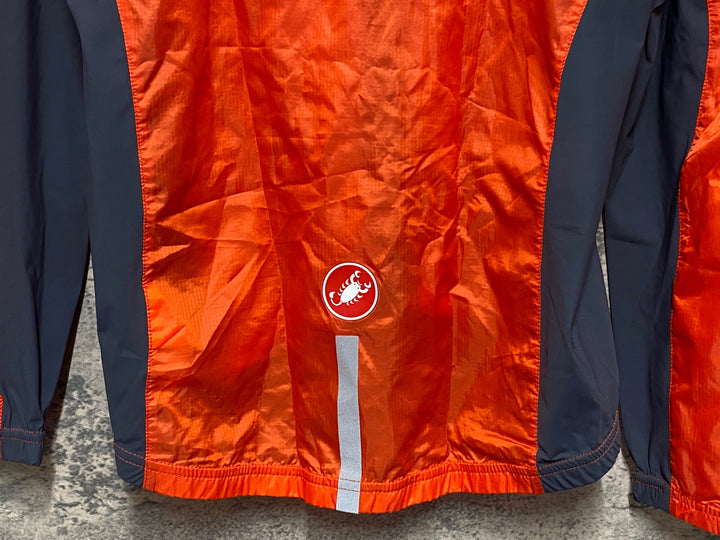 KE515 カステリ CASTELLI 長袖 ウィンドブレーカー オレンジ 黒 L