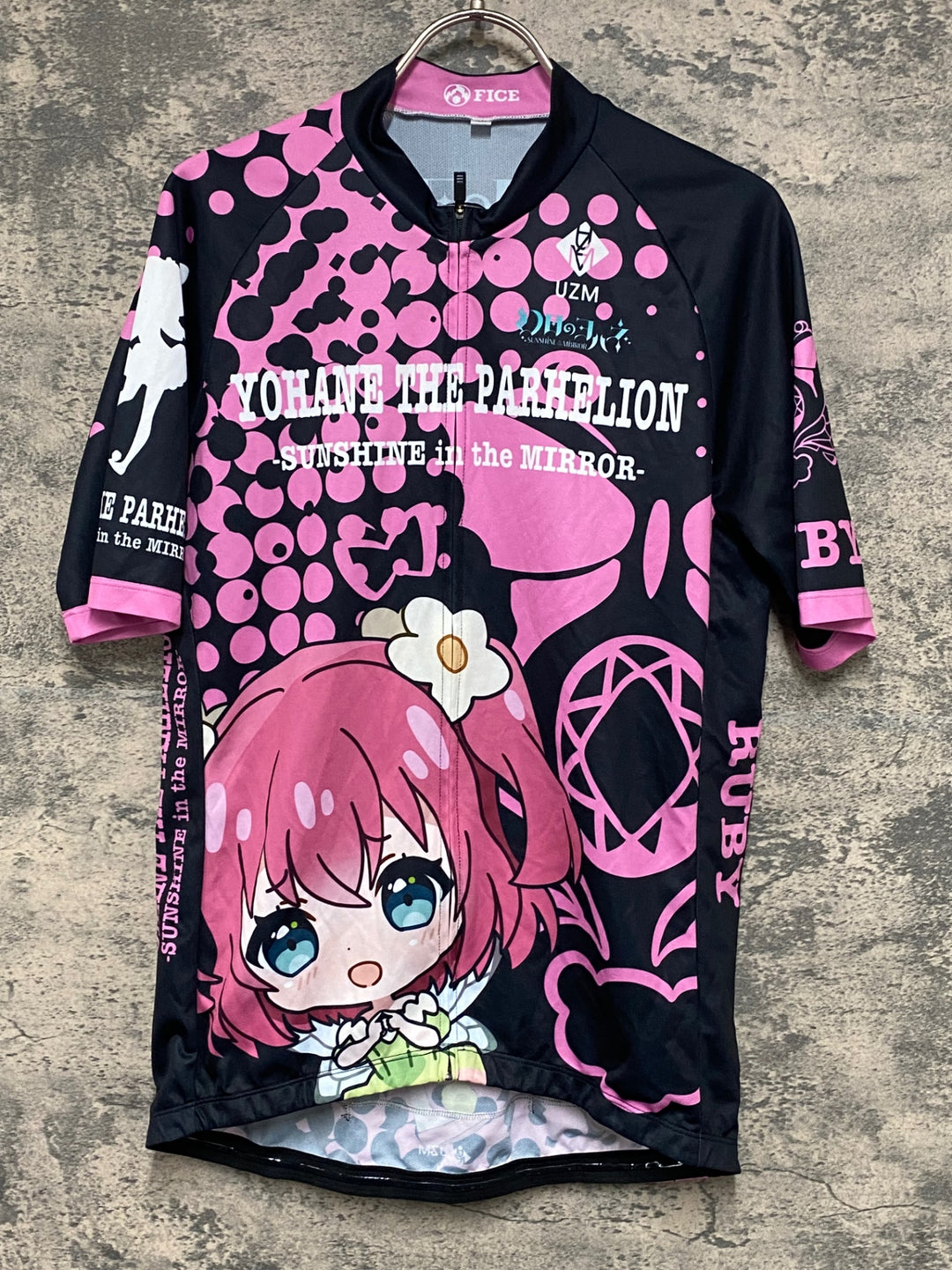 KG895 ファイス FICE 半袖 サイクルジャージ 黒 ピンク XL 幻日のヨハネ ルビィ Ver.