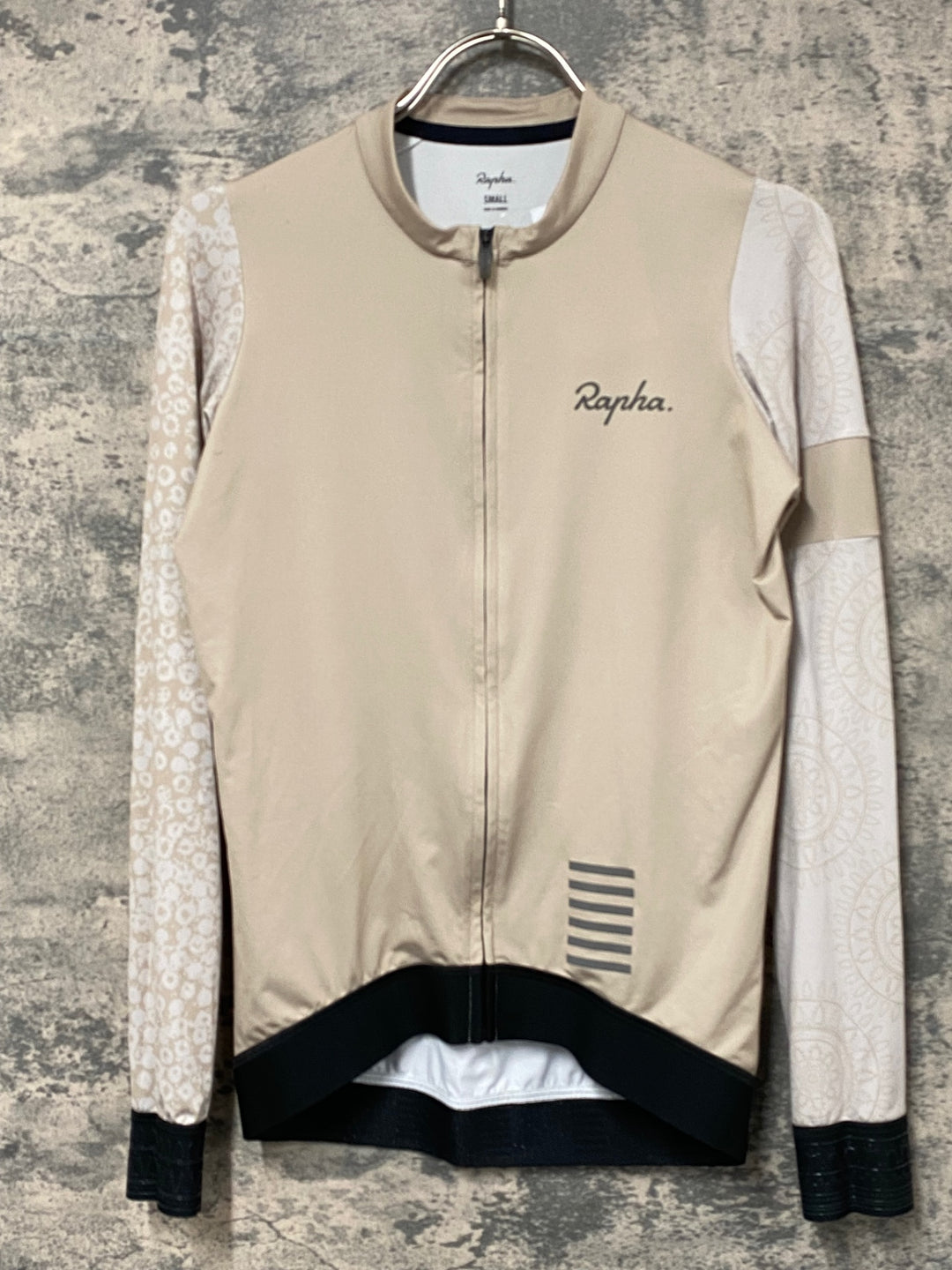 JZ173 ラファ Rapha PRO TEAM LONG SLEEVE TRAINING JERSEY 長袖 サイクルジャージ ベージュ S ※汚れ