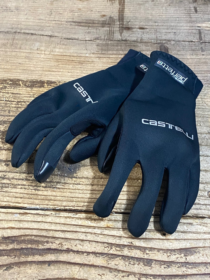 KB406 カステリ CASTELLI ROSSOCORSA perfetto 長指 グローブ 黒 S 裏起毛 WINDSTOPPER