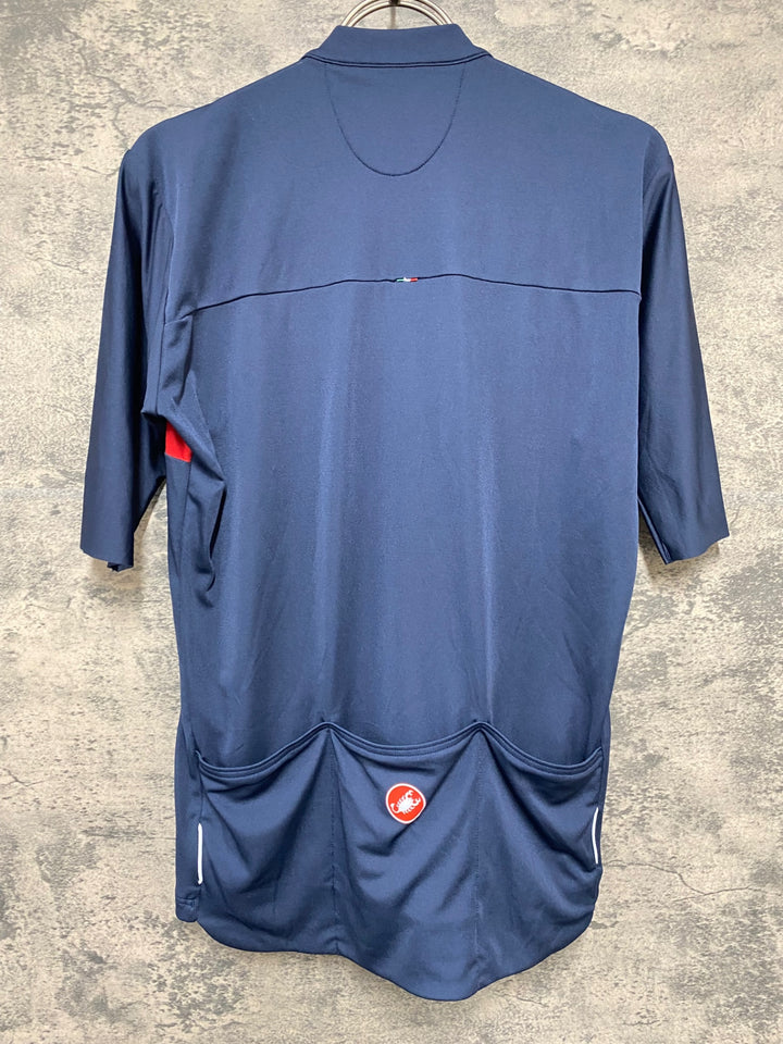 JZ251 カステリ CASTELLI 半袖 サイクルジャージ 濃紺 L