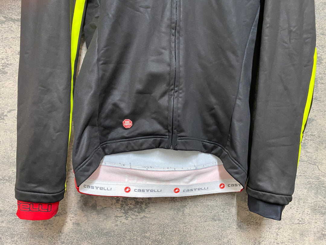JJ861 カステリ CASTELLI 長袖 サイクルジャケット 黒/黄 M 裏起毛
