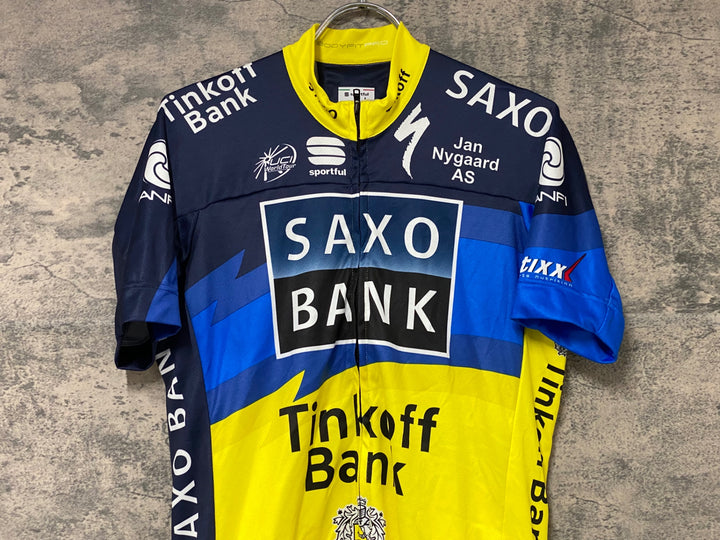 KJ824 スポーツフル sportful 半袖 サイクルジャージ 黃 紺 L SAXO BANK