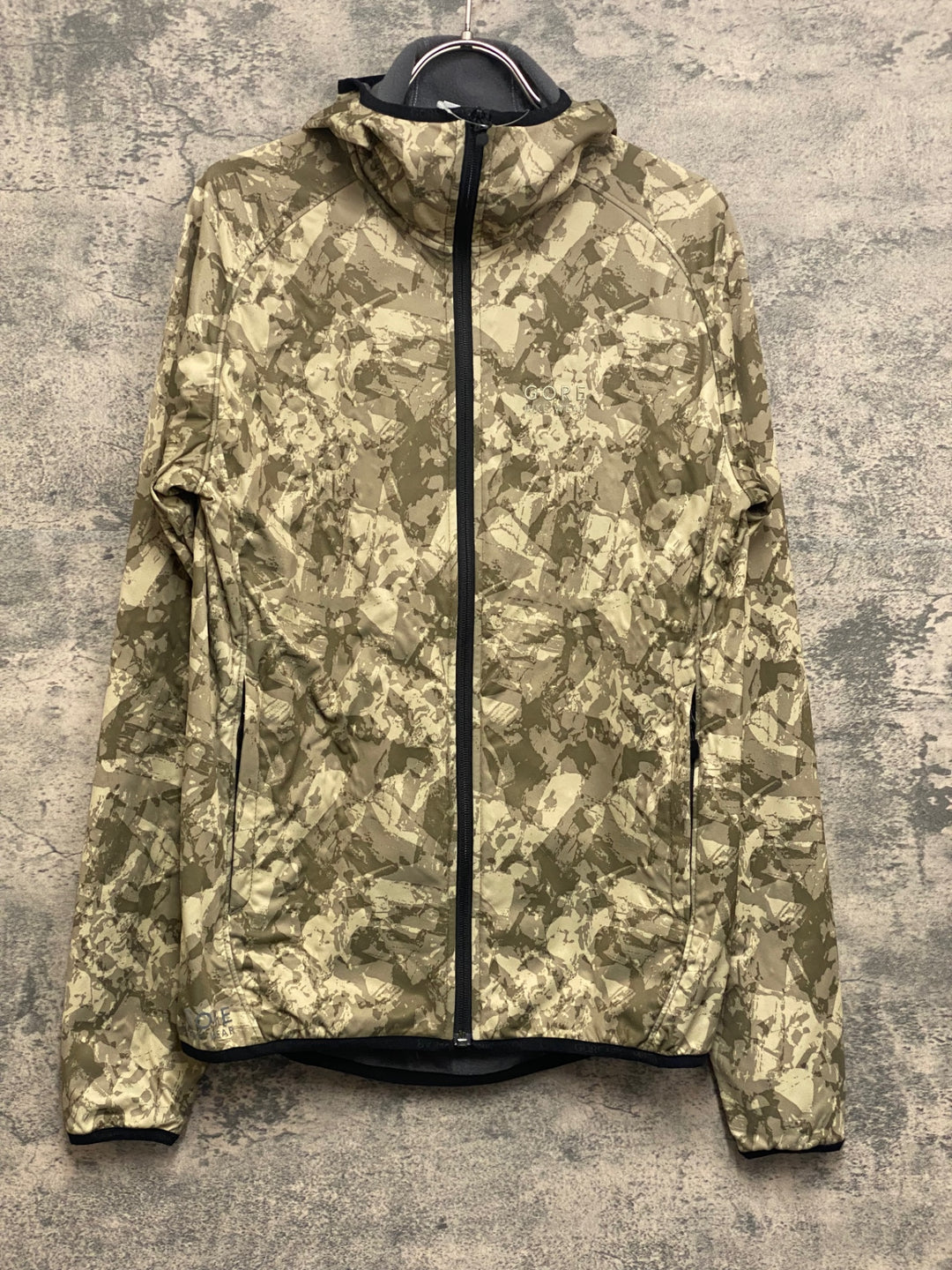 JO043 ゴア GORE BIKE WEAR 長袖 フーディ サイクルジャケット 茶 迷彩 M 裏起毛 GORE WINDSTOPPER