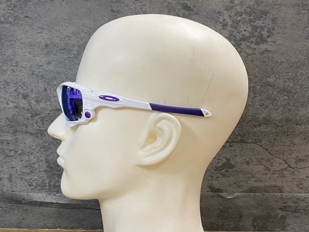 KE557 オークリー OAKLEY RACING JACKET サングラス アイウェア 白 紫 ※レンズ剥がれ擦れ