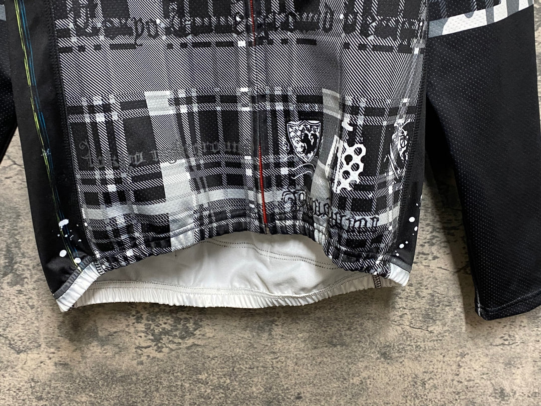 JR924 パンダーニ PANDANI 長袖 サイクルジャケット 黒 白 チェック M 裏起毛