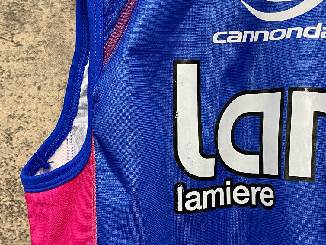 KD705 カッパ Kappa サイクルベスト ジレ 青 lampre M ※ロゴ剥げ
