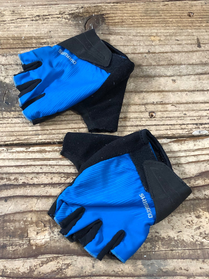 JV475 シマノ SHIMANO 指切り グローブ 黒 青 M