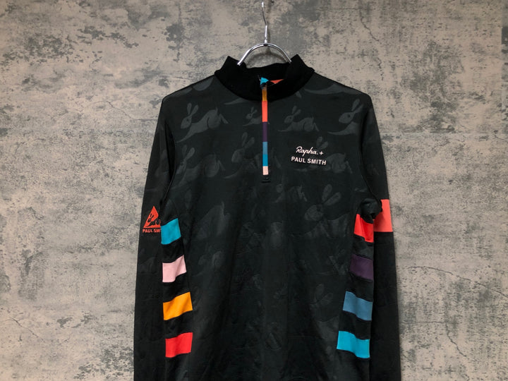 JO917 ラファ Rapha PAUL SMITH & RAPHA LONG SLEEVE CLASSIC JERSEY 長袖 サイクルジャージ 黒 L