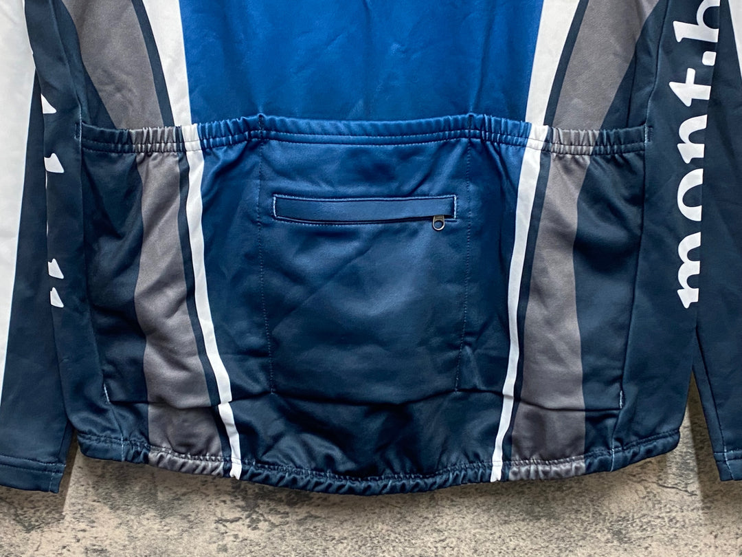 KN181 モンベル mont-bell 長袖 サイクルジャ―ジ 青 白 L 裏起毛
