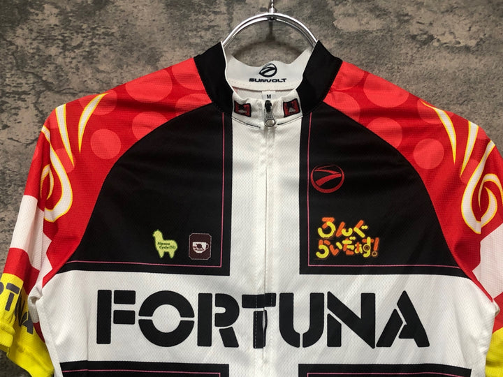 KI984 サンボルト SUNVOLT 半袖 サイクルジャージ 黒 赤 白 M ろんぐらいだぁす！ FORTUNA 痛ジャージ