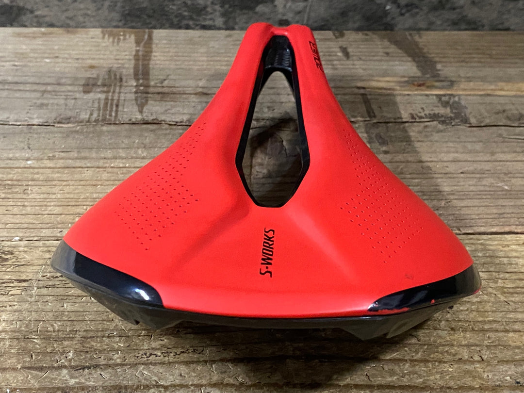 KM259 スペシャ SPECIALIZED S-WORKS パワー POWER サドル カーボンレール 143mm 赤 側面ガリ