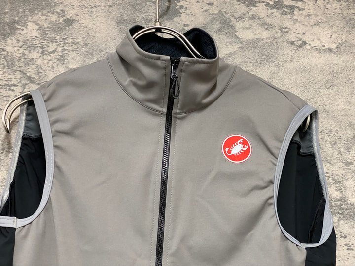 KB403 カステリ CASTELLI ロッソコルサ ROSSO CORSA perfetto ジレ サイクルベスト グレー黒 S GORE-TEX INFINIUM