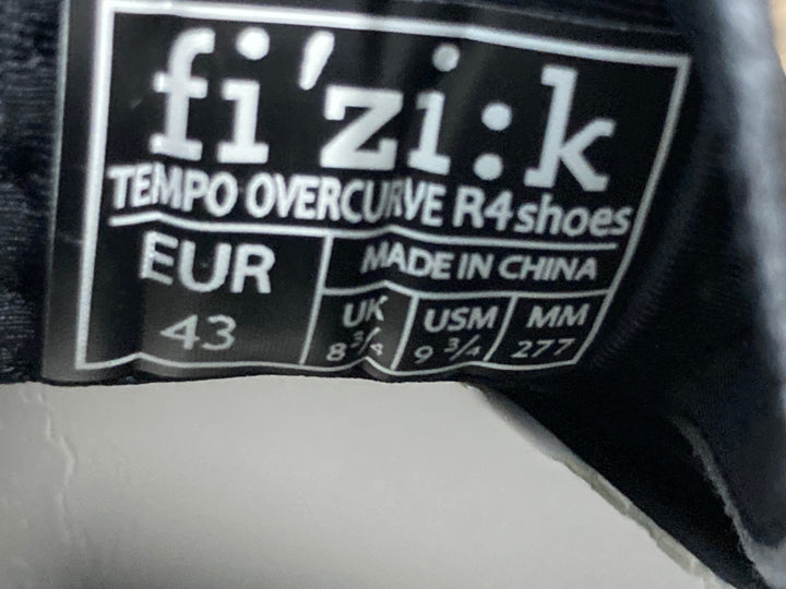 KR145 フィジーク fizik TEMPO OVERCURVE R4 Shoes ビンディングシューズ 黒 EU43