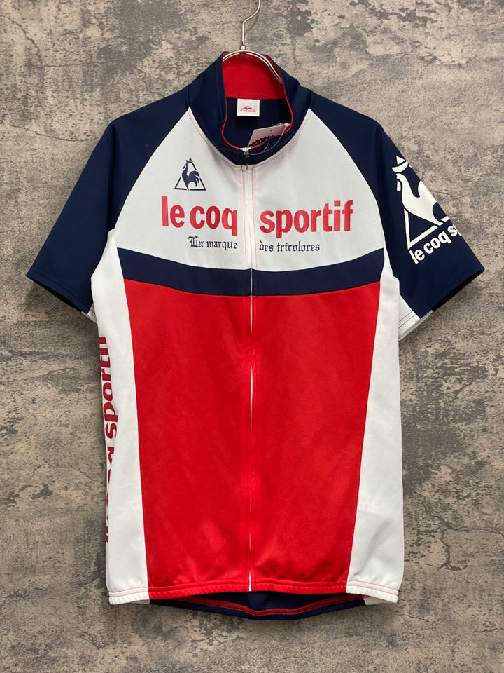 JX277 ルコックスポルティフ le coq sportif 半袖 サイクルジャージ ネイビー 赤 白 L