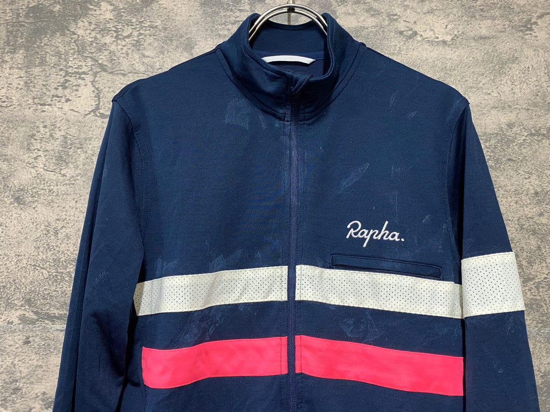 KI181 ラファ Rapha LONG SLEEVE BREVET JERSEY 長袖 サイクルジャージ ネイビー L ※反射部劣化,汚れ