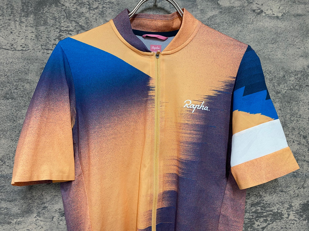 KC385 ラファ Rapha S/H CLASSIC FLYWEIGHT JERSEY 半袖 サイクルジャージ オレンジ 総柄 レディース S