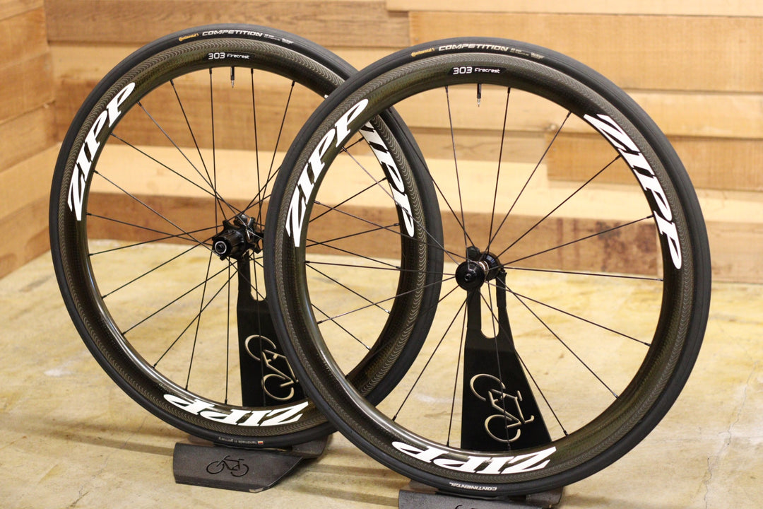 訳あり品 ジップ ZIPP 303 ファイアクレスト Firecrest カーボン チューブラー ホイールセット シマノ 12/11S 【立川店】